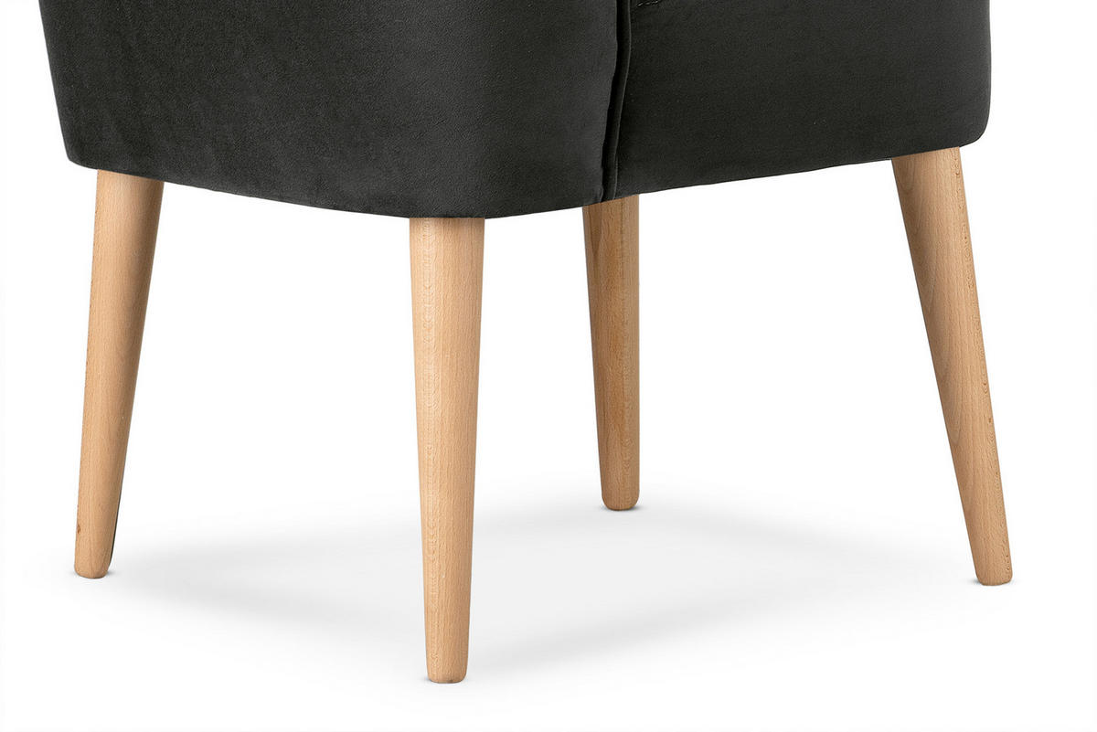 COCKTAILSESSEL DUCO auf hohen Beinen, Graphit/Buche - Buchefarben/Graphitfarben, Holz/Textil (63/89/65cm) - KONSIMO®