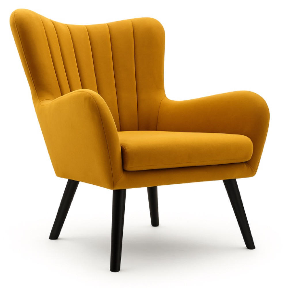 SESSEL Muskat TEDI Mit Holzbeinen Gepolstert Stoff Velluto - Gelb, Textil (76/100/78cm) - Sepro Meble