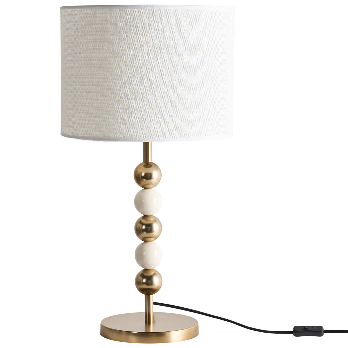TISCHLAMPE Metall Messing/Beige Loky - Beige/Goldfarben, Textil (30/30/58cm) - Beliani