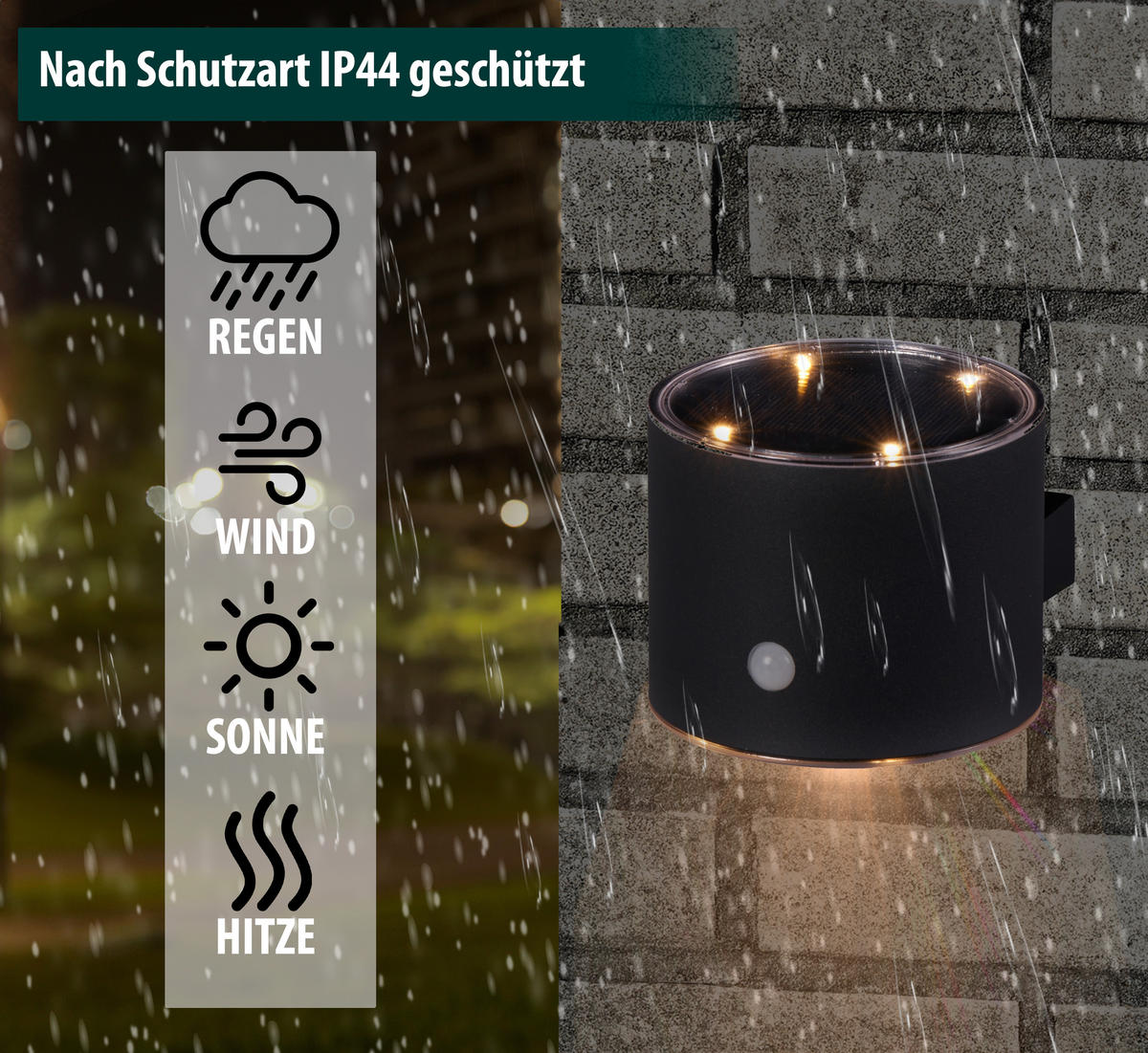 LED-SOLAR-WANDLEUCHTE - warmweiß mit Bewegungsmelder und Up & Down-Technik für Eingangsbereiche und Terrassen - Weiß, Metall (10/8/10cm) - Northpoint