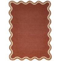 WOLLTEPPICH handgetuftet ALHAM, Wellenbordüre, Terrakotta, 120 x 170 cm - Orange, Textil (120/170cm) - KADIMA DESIGN