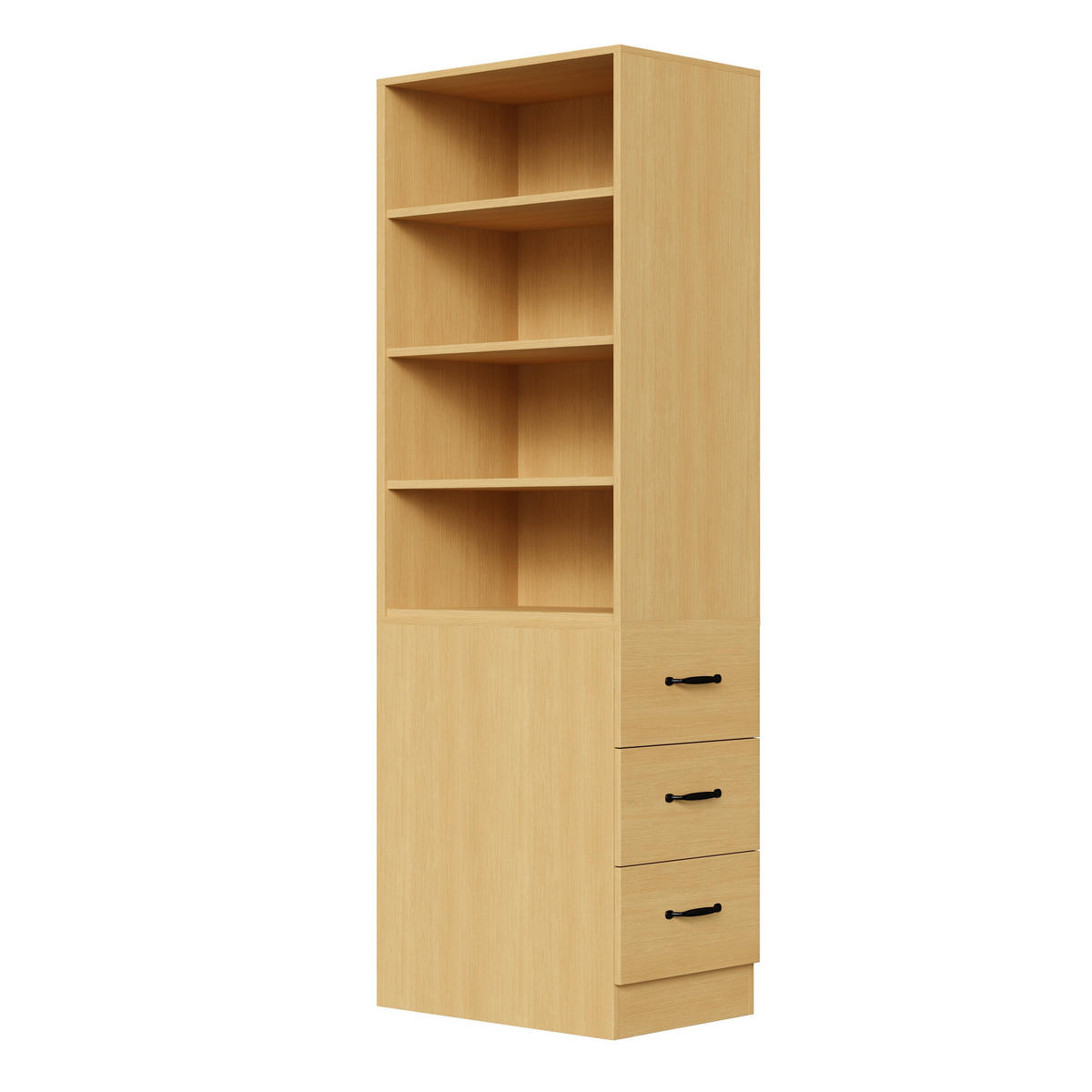 BÜCHERREGAL in Eichenfarbe Eckregal mit Schubladen für kleine Räume und Wohnzimmer, B60/T38/H180 cm - Eichefarben, Holzwerkstoff (60/180/36.5cm) - STILVORA