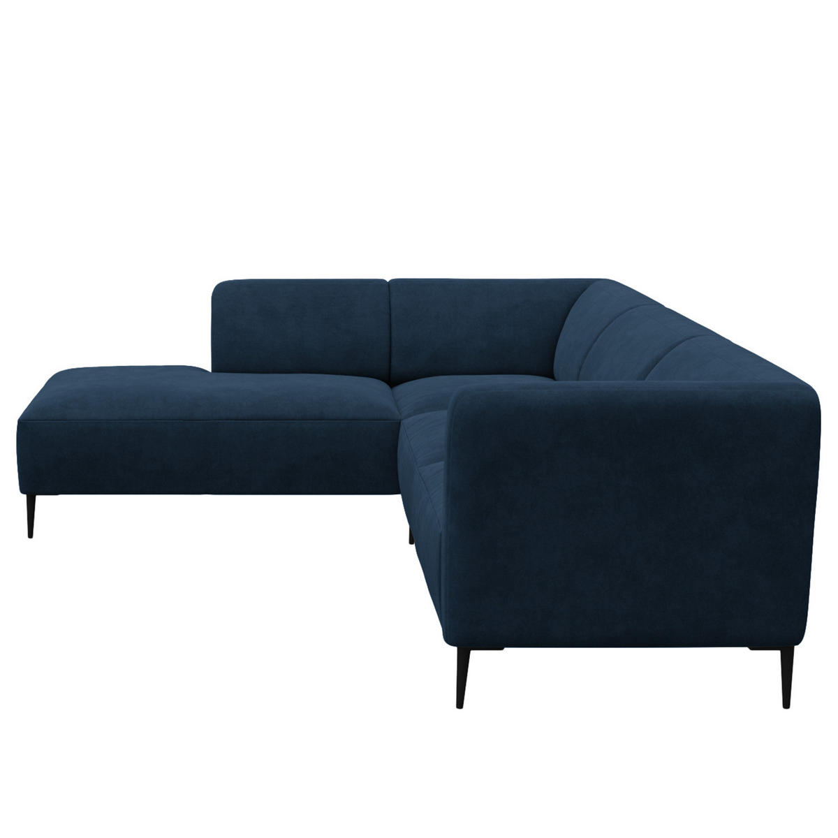 2,5-SITZER ECKSOFA mit Ottomane - Schwarz/Dunkelblau, Textil/Metall (252/205cm) - home24