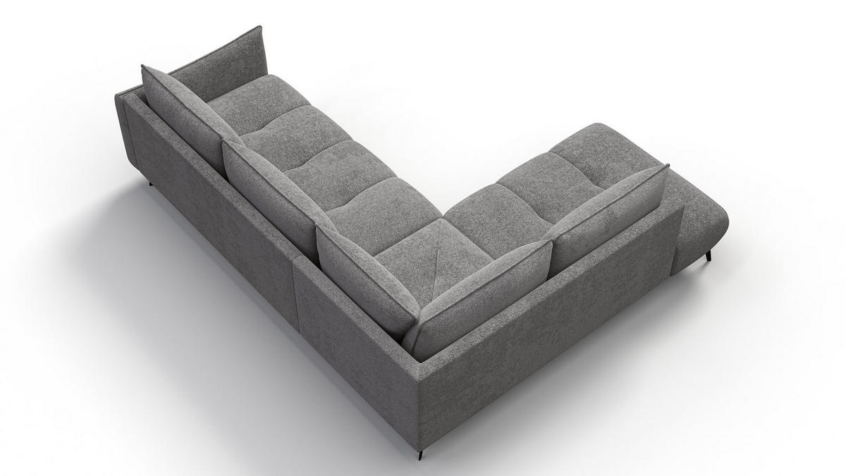 ECKSOFA AERA 5-Sitzer links, platingrau - Schwarz/Grau, Holz/Textil (268/206cm) - Courtois Laville