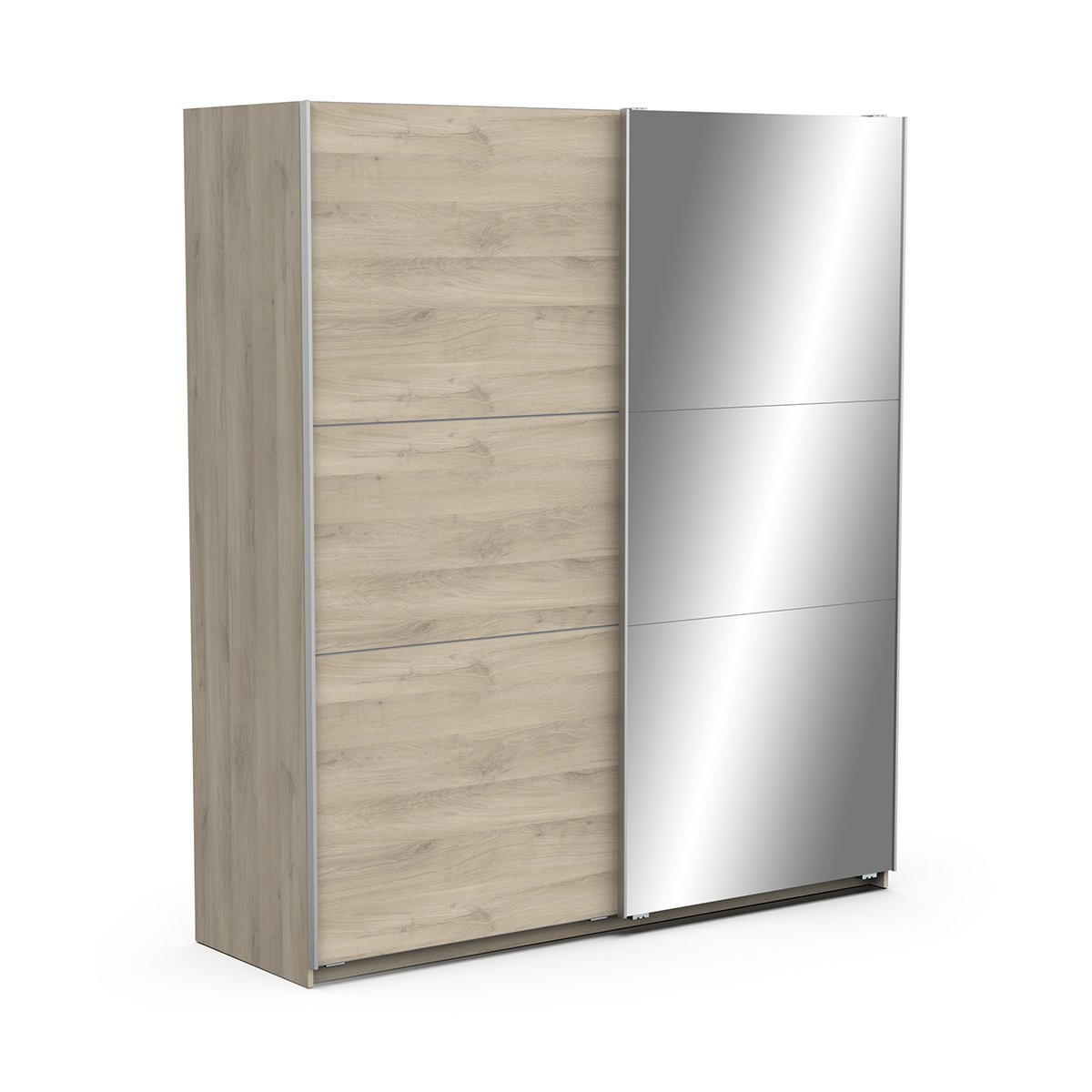 SCHRANK, 2 Schiebetüren mit Spiegel - GHOST - Eiche - 148 x 59,8 x 203 cm - Beige, Holz (59.9/203/148cm) - Demeyere