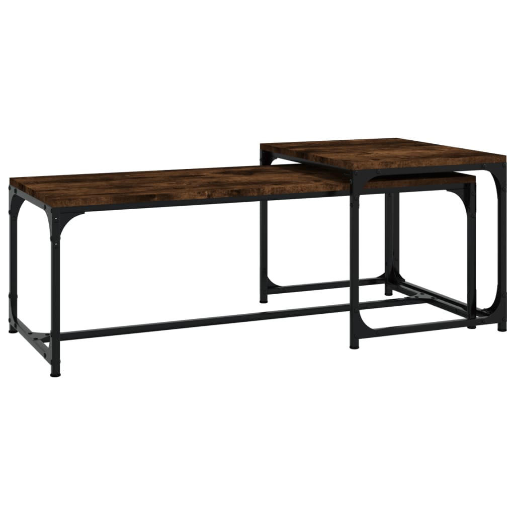 COUCHTISCHE 2 Stk. Räuchereiche Holzwerkstoff - Braun, Holzwerkstoff (50/100/40cm) - furnicato