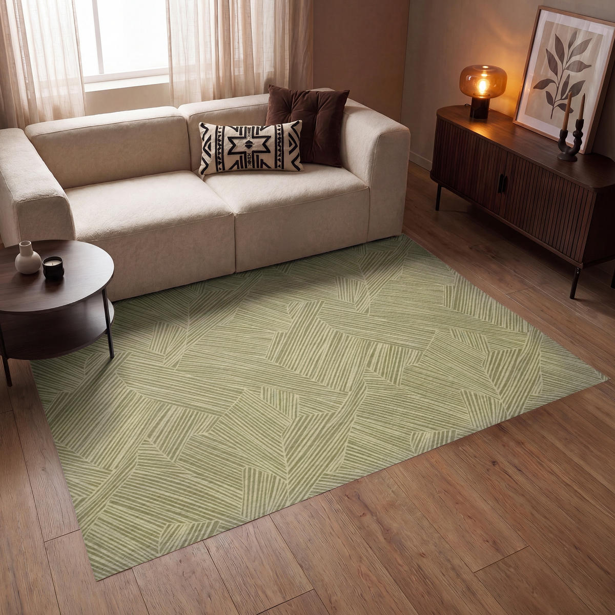 KOBERCE - Abstraktné - Moderné - Zelené - 200x140 cm - olivovozelená, textil/plast (200/0.4cm) - OnlyWow