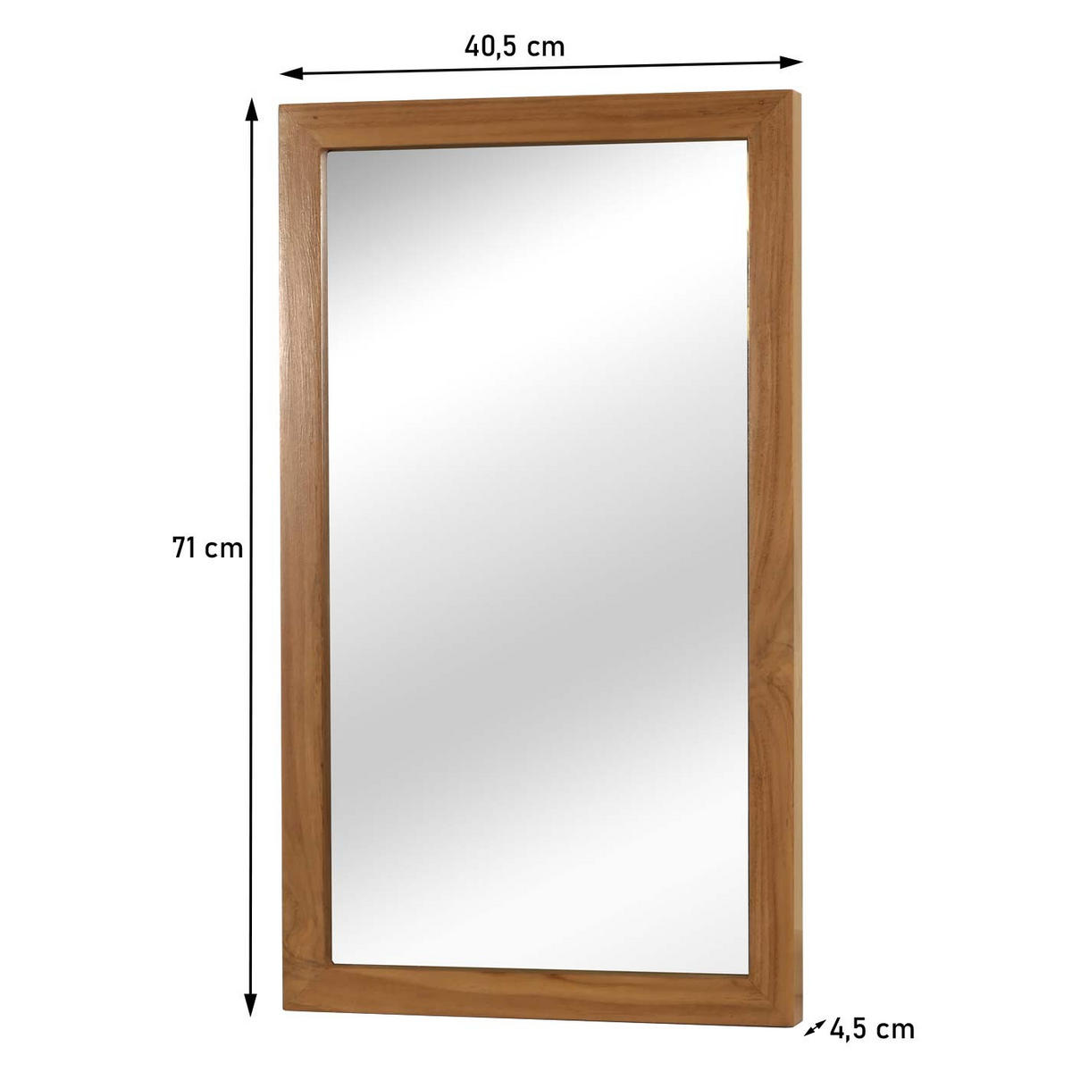 TEAK-WANDSPIEGEL Braun - Braun, Holz (40/71/4cm) - MCW