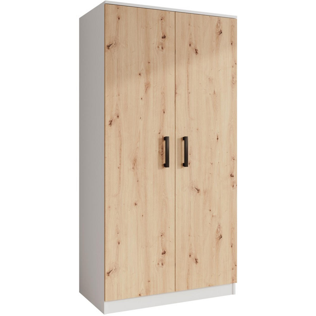 DREHTÜRENSCHRANK Trend, ohne Schubladen, Weiß+eiche Artisan - Schwarz/Weiß, Holzwerkstoff (90/180/50cm) - Beautysofa