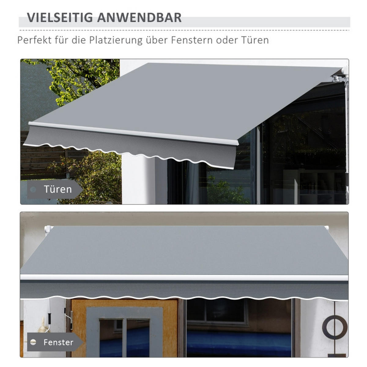 MARKISE 3,95x2,45 m einfahrbar grau weiß - Weiß, Metall (395/350/245cm) - Fortuna Lai