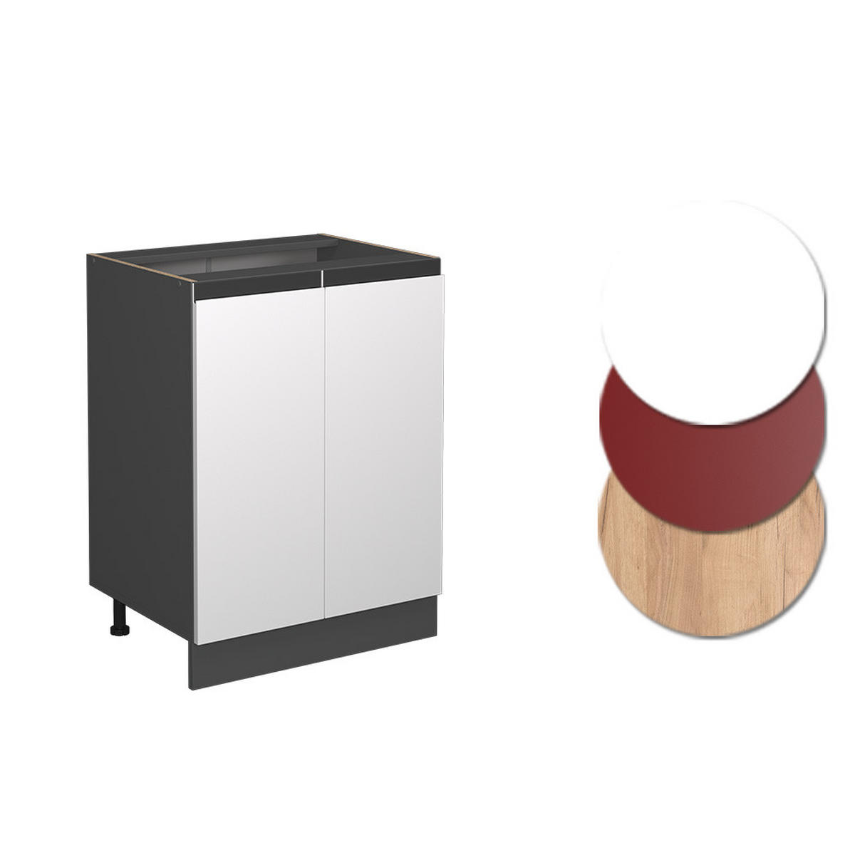 KÜCHENUNTERSCHRANK R-Line Weiß 60 cm AP Marmor - Anthrazit/Weiß, Holzwerkstoff (60/81.6/46cm) - Vicco