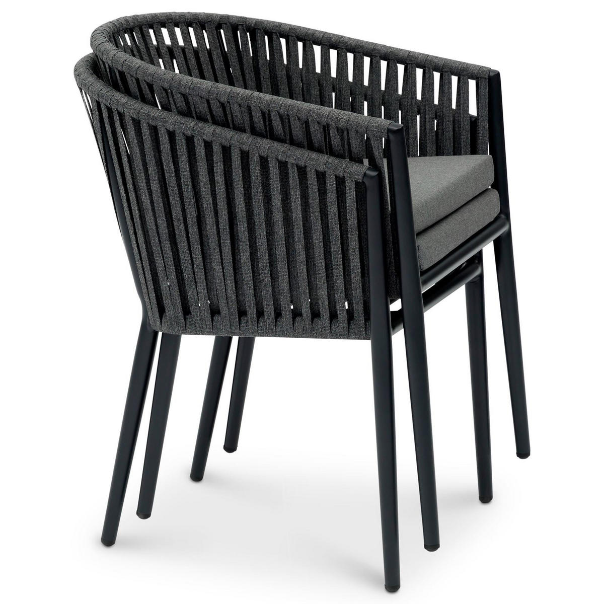 GARTENSTÜHLE ISOLA 6ER-SET - Schwarz/Grau, Textil/Metall (56/78/62cm) - IDIMEX