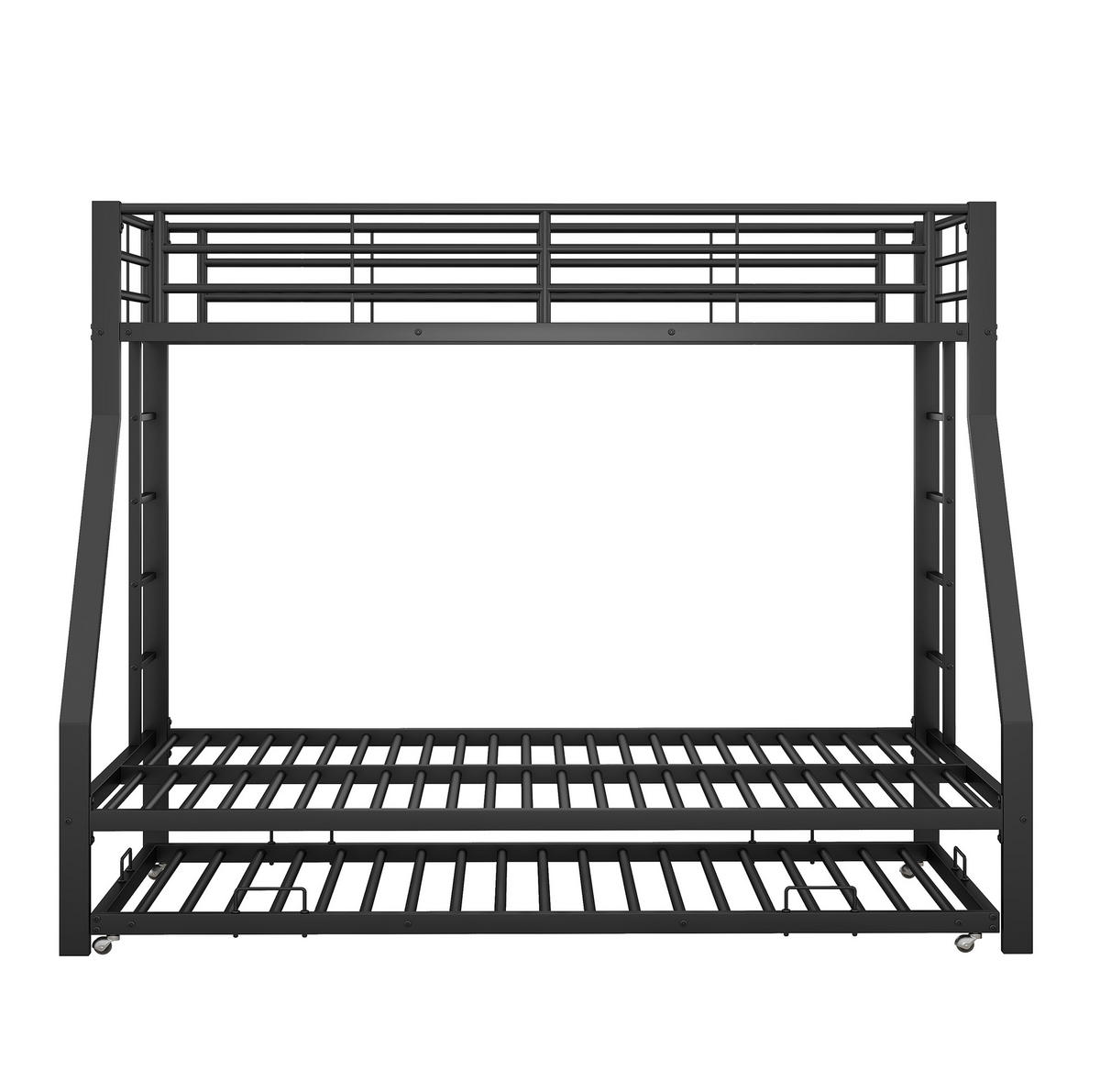 ETAGENBETT 90/140 x 200 cm aus Metall mit Ausziehbett und beidseitigen Leitern - Schwarz, Metall (90/190cm) - BEAOK