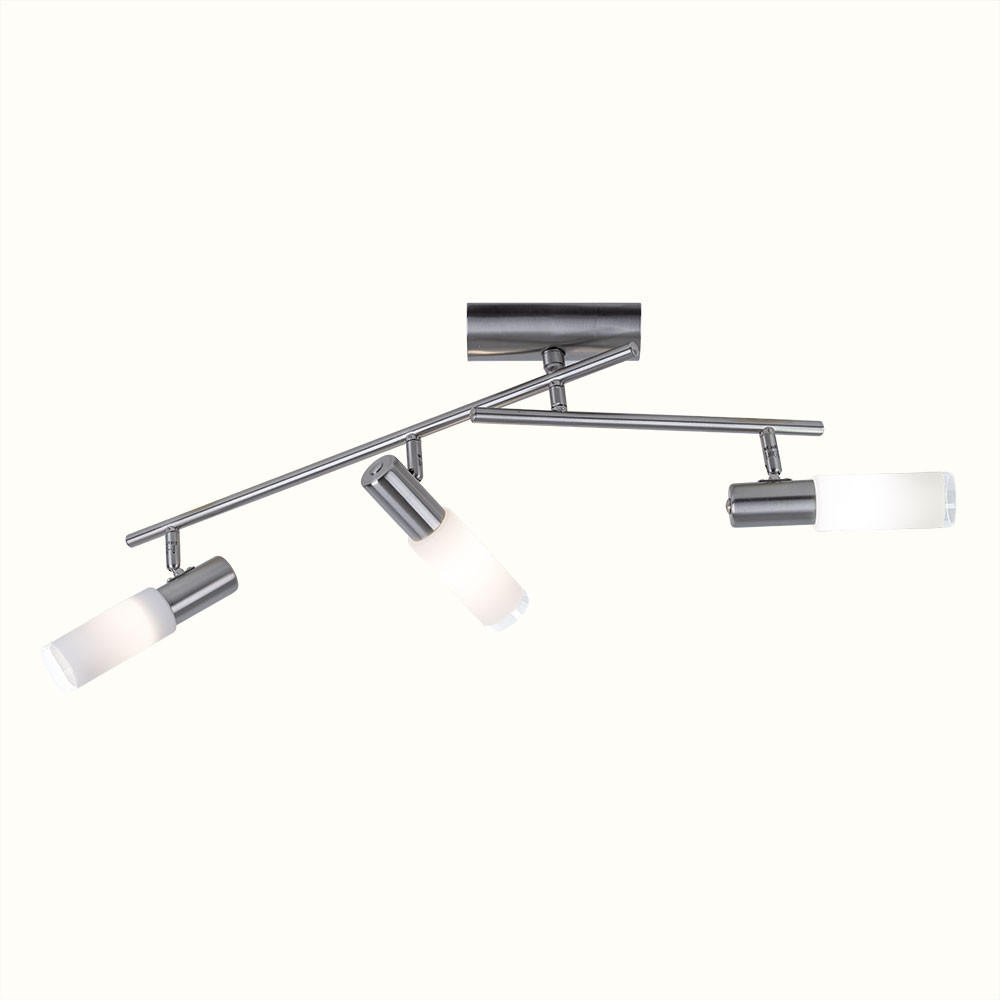 LED DECKENLEUCHTE Stahl Weiß 3 Flammig - Silberfarben, Glas (51.5/42/24cm)