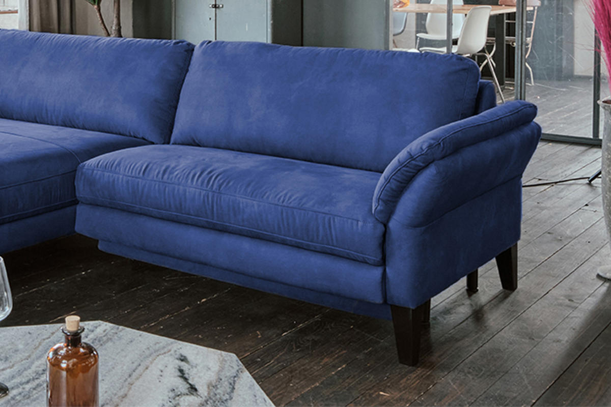 ECKSOFA MIT MOTORISCHER RELAXFUNKTION MALTA Blau Webstoff - Blau/Schwarz, Buchenholz/Textil (302/175cm) - KAWOLA