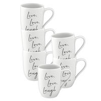 BECHER MIT HENKEL 'LIVE LOVE LAUGH' Statement weiß 290 ml 6er Set - Weiß, Keramik (0.29L) - Villeroy & Boch