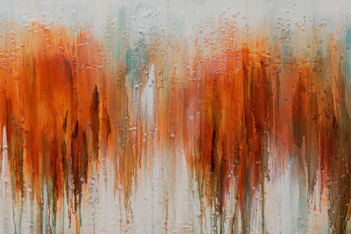 ACRYLBILD HANDGEMALT 120/60 cm - Orange/Grün, Holz/Textil (120/60cm) - KUNSTLOFT