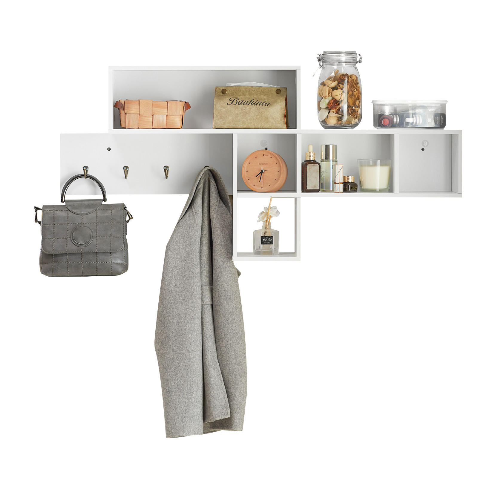 WANDGARDEROBE Weiß - Weiß, Holzwerkstoff (110/53/15cm) - SoBuy