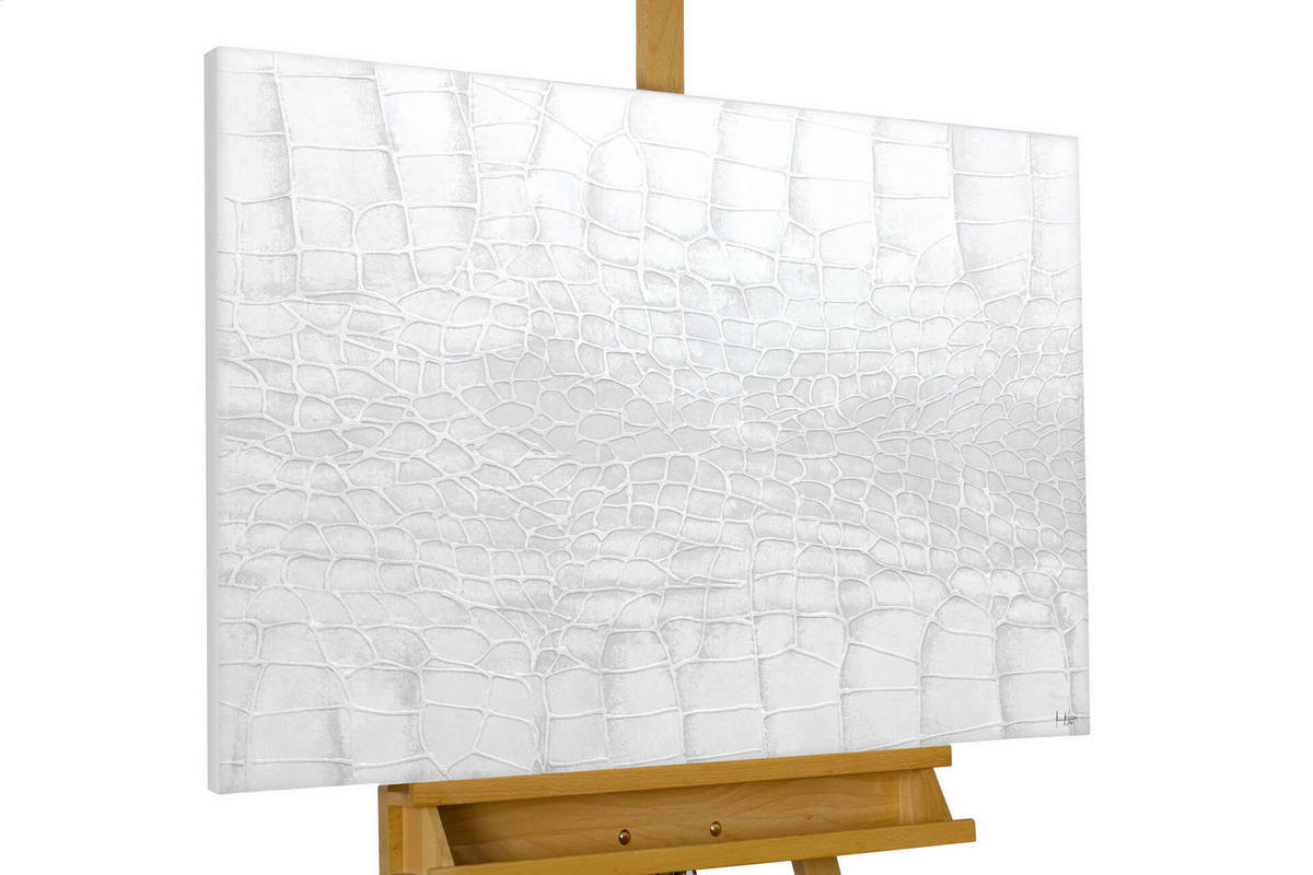 ACRYLBILD HANDGEMALT 100/75 cm - Weiß, Holz/Textil (1.7/75cm) - KUNSTLOFT