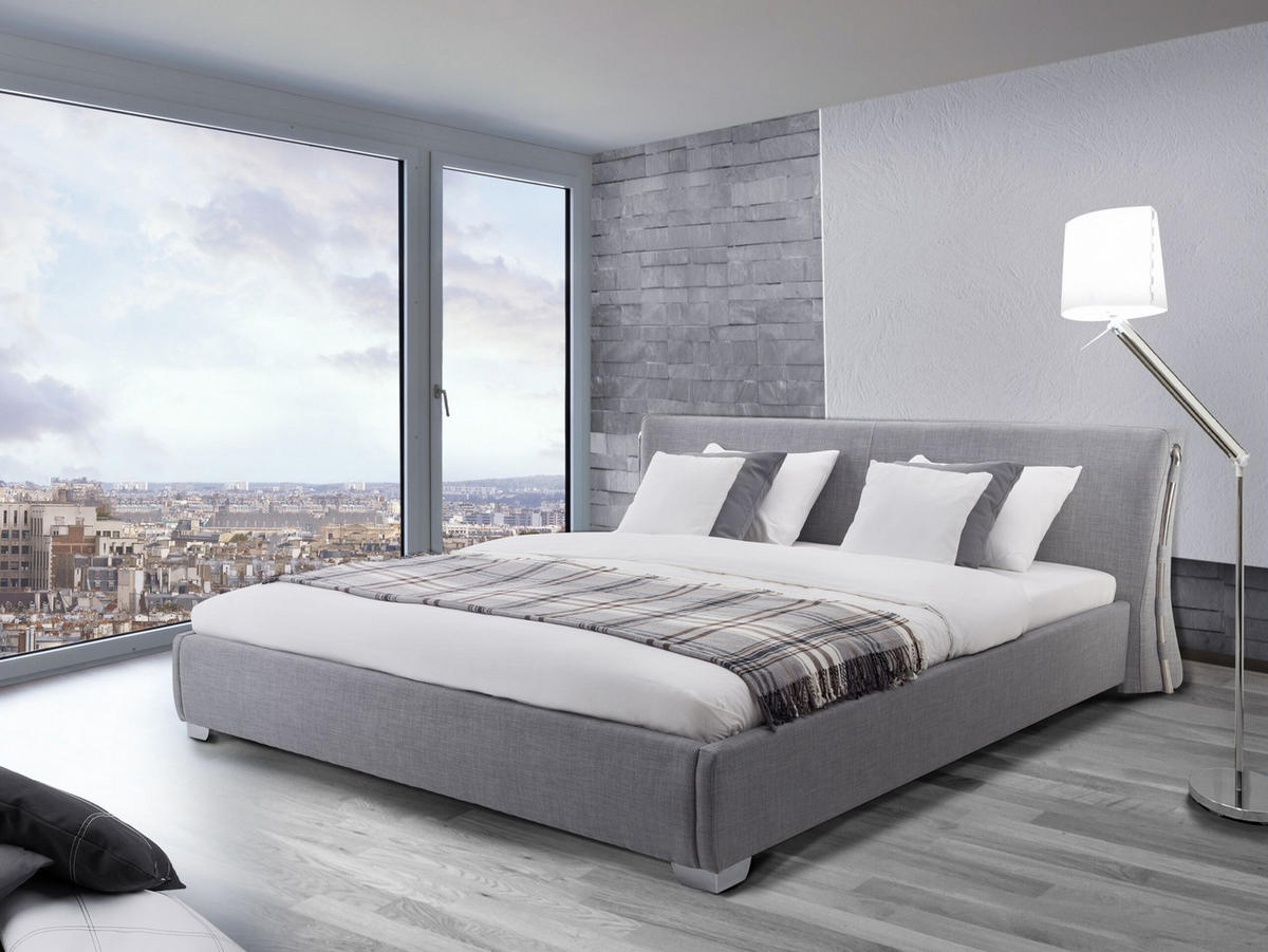 POLSTERBETT 140/200cm Grau Paris - Grau, Textil (140/200cm) - Beliani