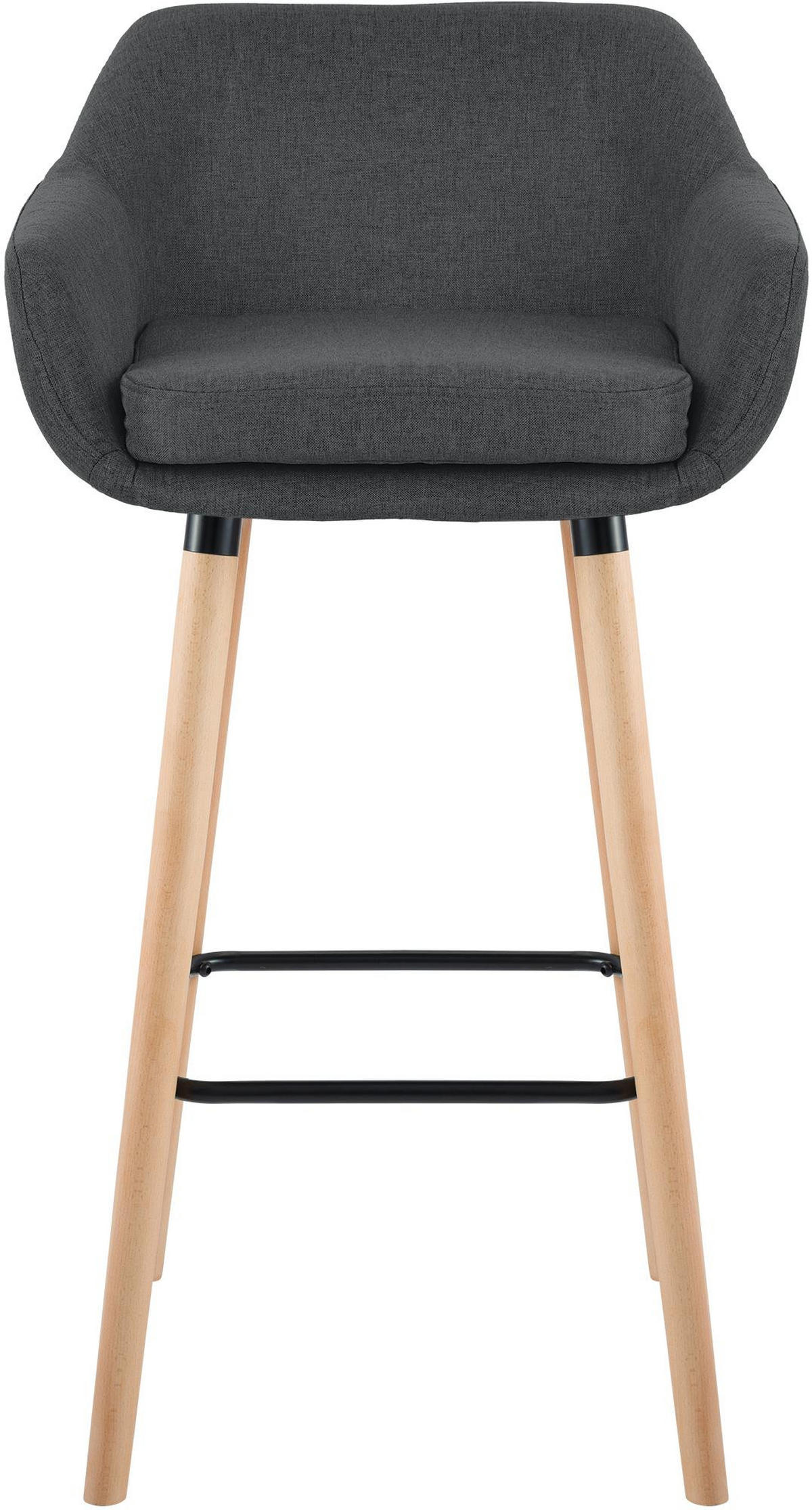 BARHOCKER Stoff Dunkelgrau - Eukalyptusholzfarben/Dunkelgrau, Holz/Textil (55/99/46cm) - CLP