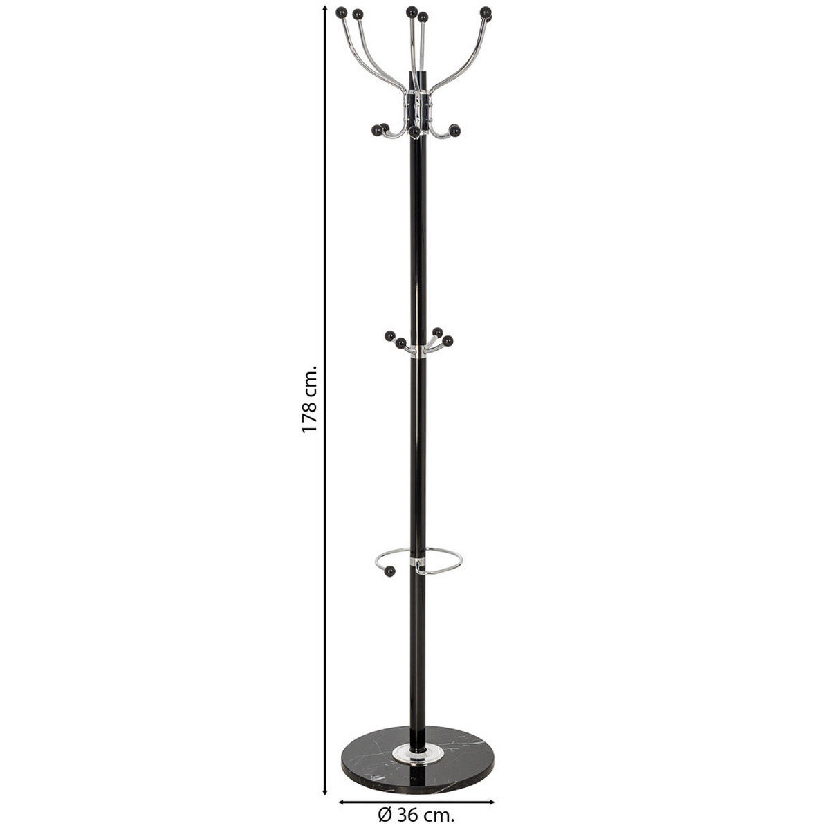 GARDEROBE aus metall 36x178cm - Schwarz, Metall (36/178/36cm) - Wanderlust