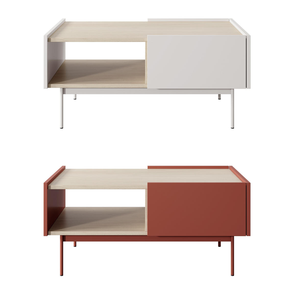 COUCHTISCH Color Beige, mit Schubladen - Beige, Holzwerkstoff (65/97/45cm) - Bettso