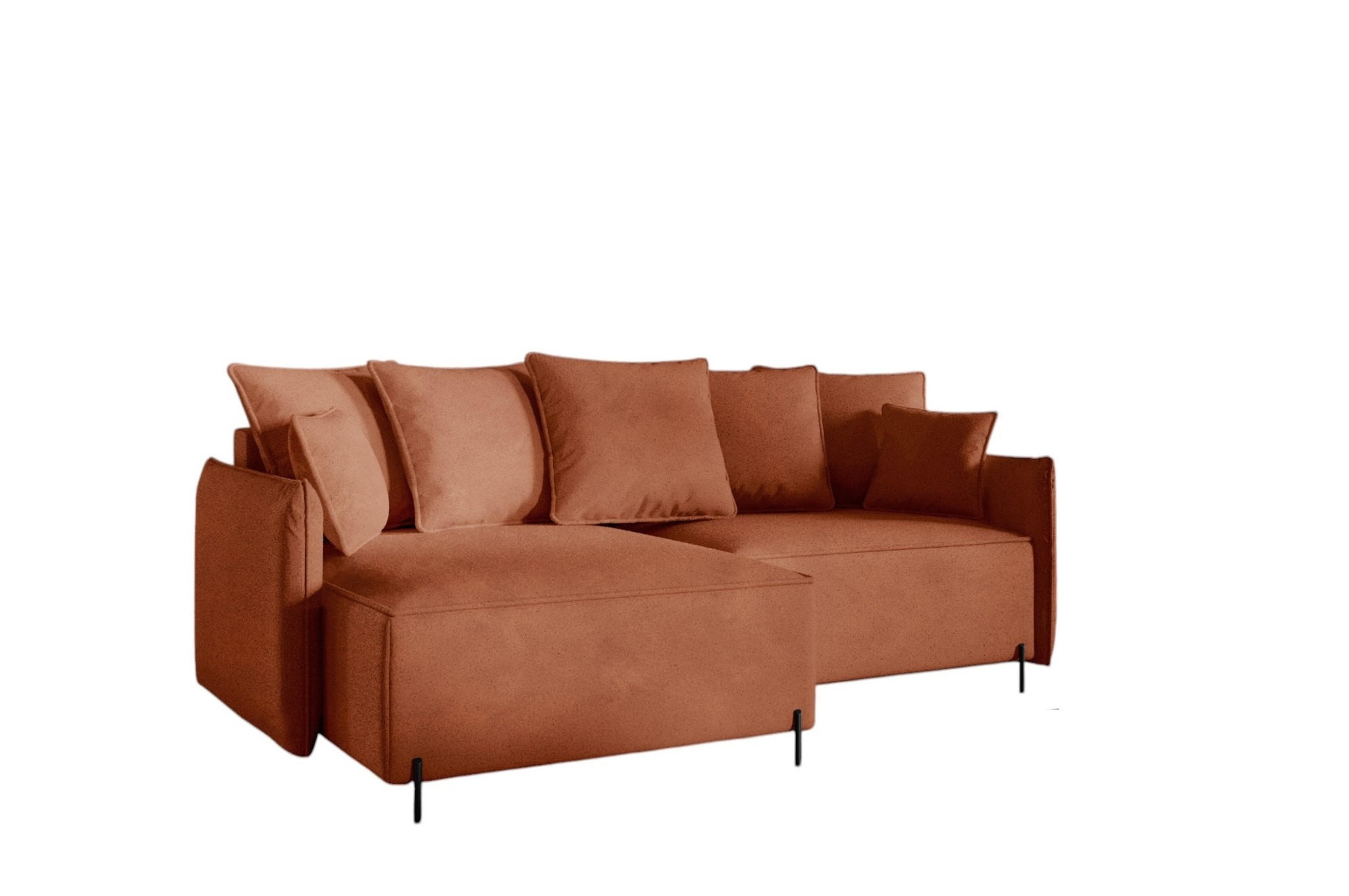 ECKSOFA Betto - Rotbraun, Holzwerkstoff/Textil (221/148cm) - Fun Möbel