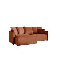 ECKSOFA Betto - Rotbraun, Holzwerkstoff/Textil (221/148cm) - Fun Möbel