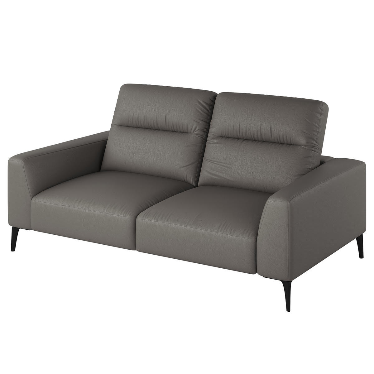 2-SITZER SOFA - Schwarz/Grau, Leder/Metall (170/73/107cm) - home24