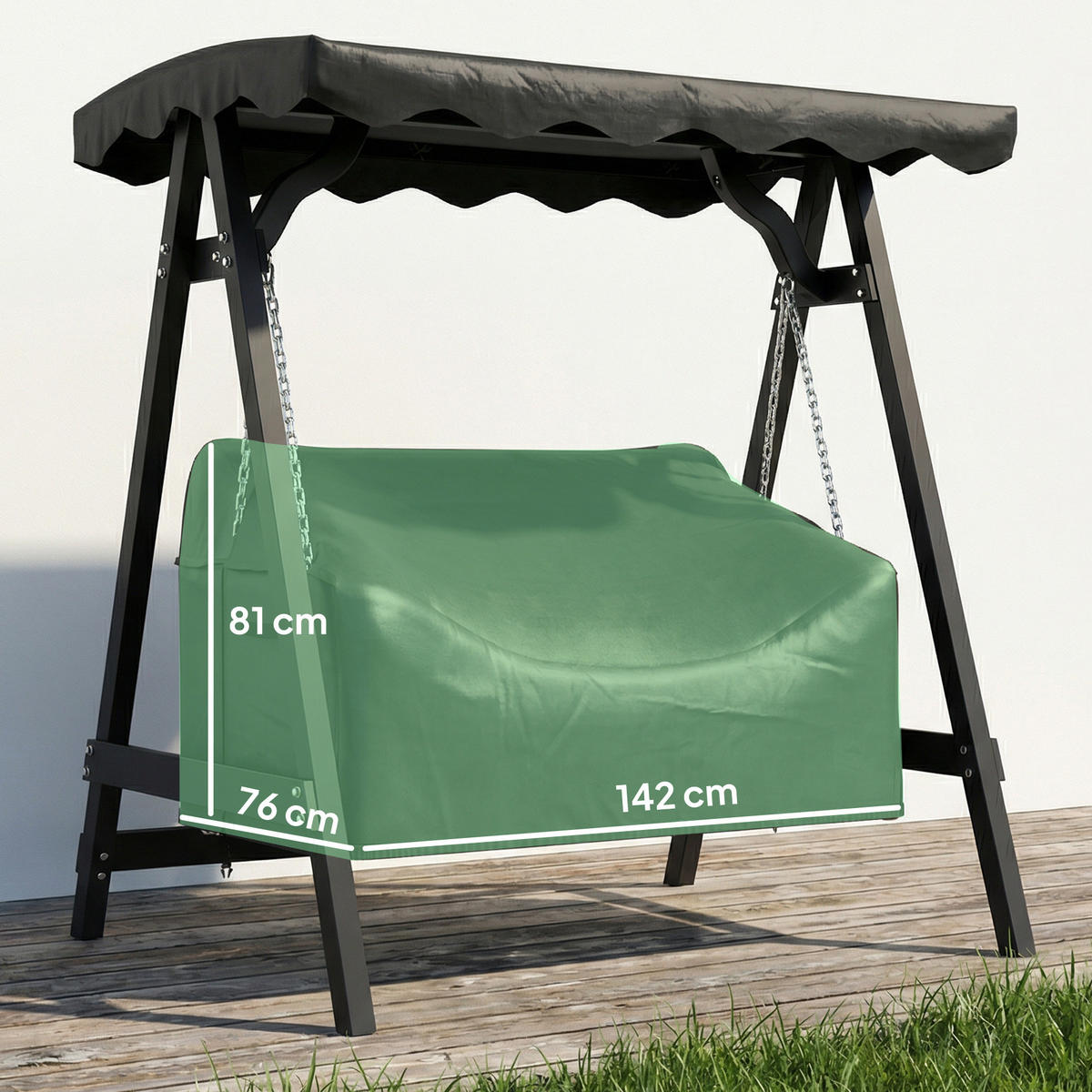 GARTENSCHAUKEL-ABDECKUNG Oxford-Stoff Schwarz - Schwarz, Textil (76/81/142cm) - Outsunny