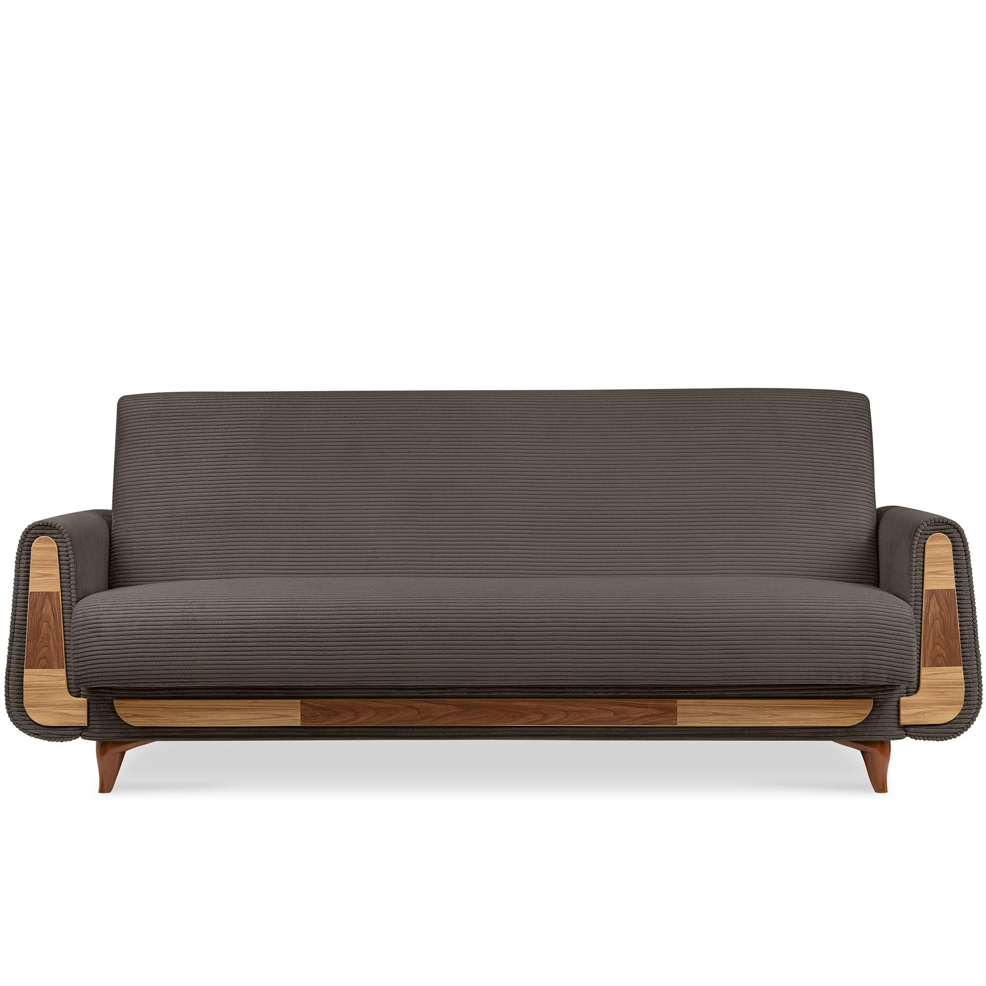 3-SITZER-SCHLAFSOFA GUSTAVO II mit Armlehnen, Graubeige - Greige/Beige, Holz/Holzwerkstoff (230/98/98cm) - KONSIMO®