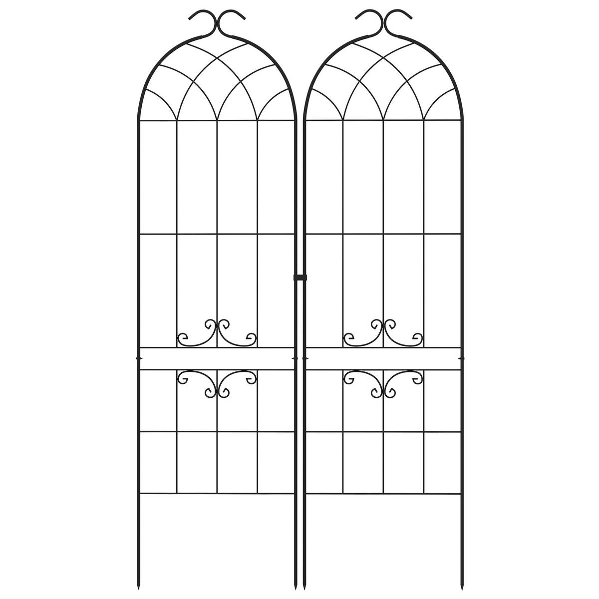 RANKGITTER DE-18321 2er-Set für Kletterpflanzen, 181 cm hoch Schwarz - Schwarz, Metall (1.3/181/50cm) - ComfortXL