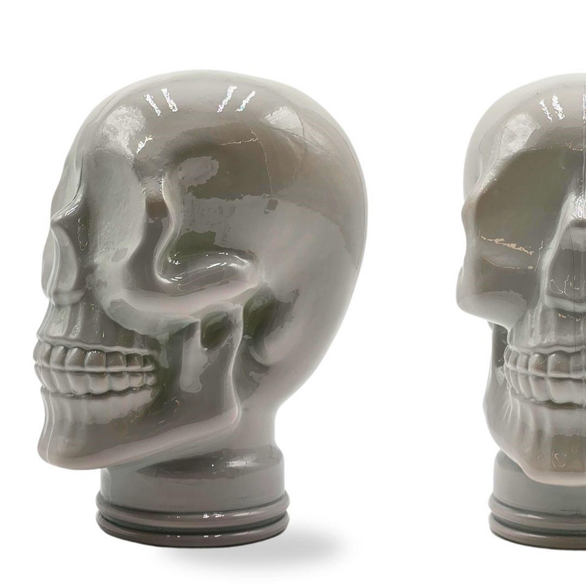 KOPFHÖRERSTÄNDER TOTENKOPF Glas OP3 hellgrau - Hellgrau, Glas (19/26/19cm) - DESIGN DELIGHTS