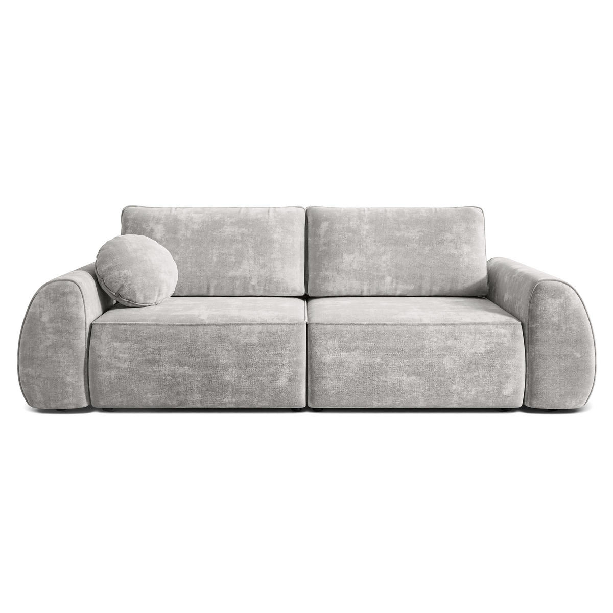 BETTSOFA ZEFEO Hellgrau Chenille-Stoff mit Schlaffunktion - Hellgrau, Textil (264/96/106cm) - MASSENO