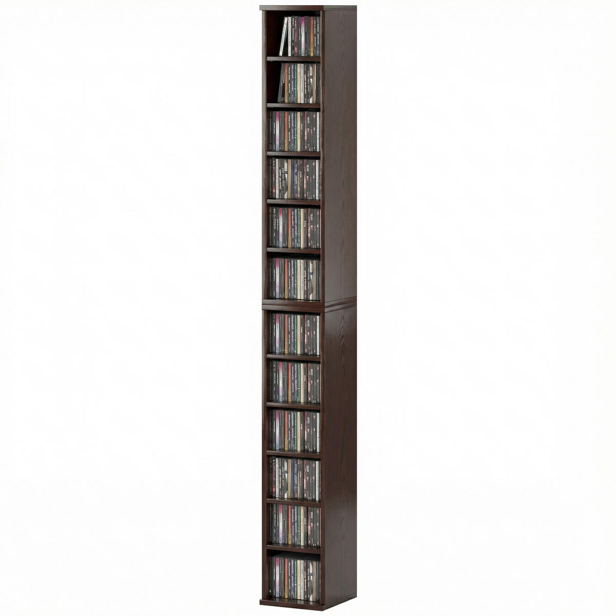 CD-REGAL 2er-Set DE-14520 12 Fächer für 204 CDs Braun - Braun, Holzwerkstoff (22.5/88.5/21cm) - ComfortXL