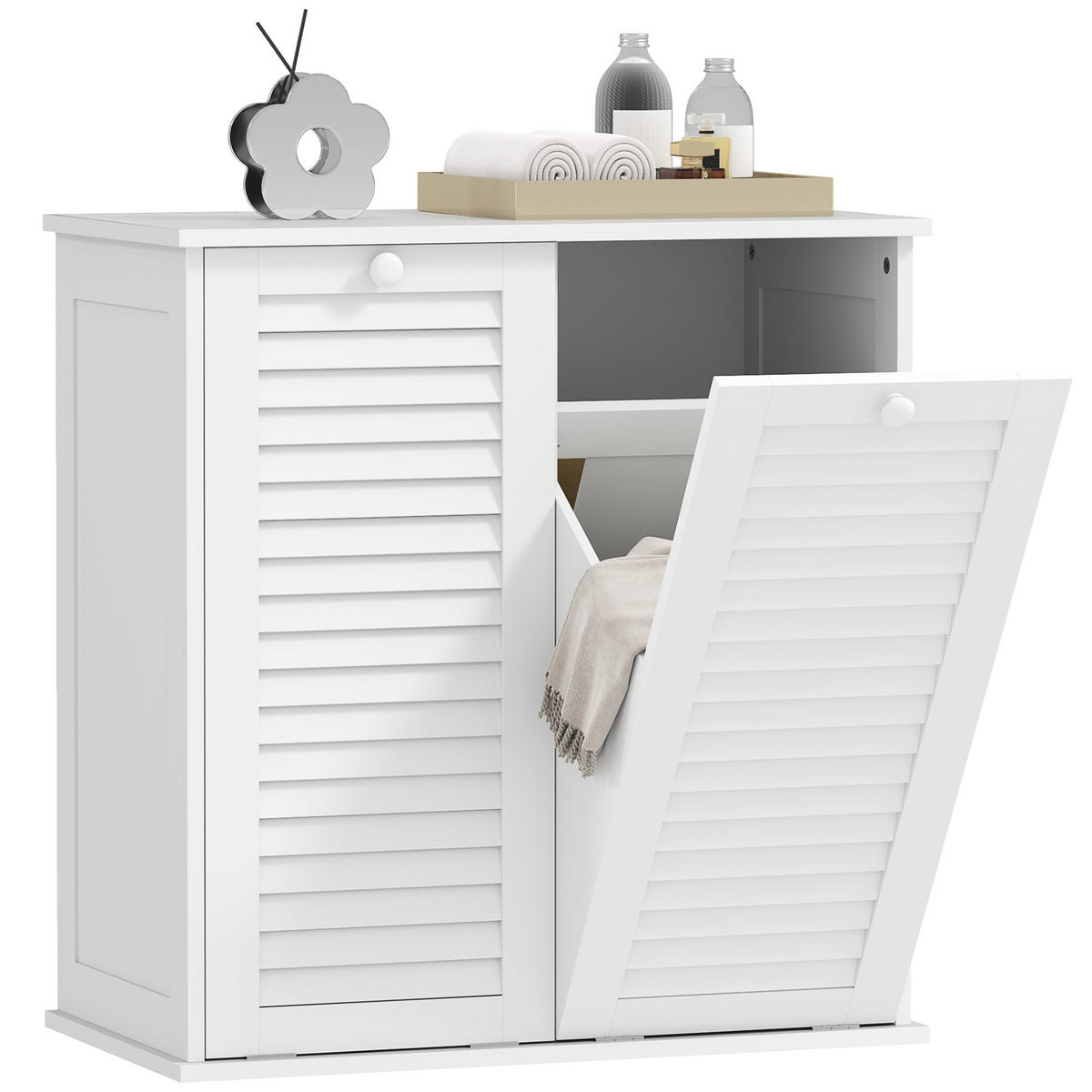 WÄSCHESCHRANK, 70 x 38 x 73 cm Weiß - Weiß, Holz (70/73/38cm) - HOMCOM