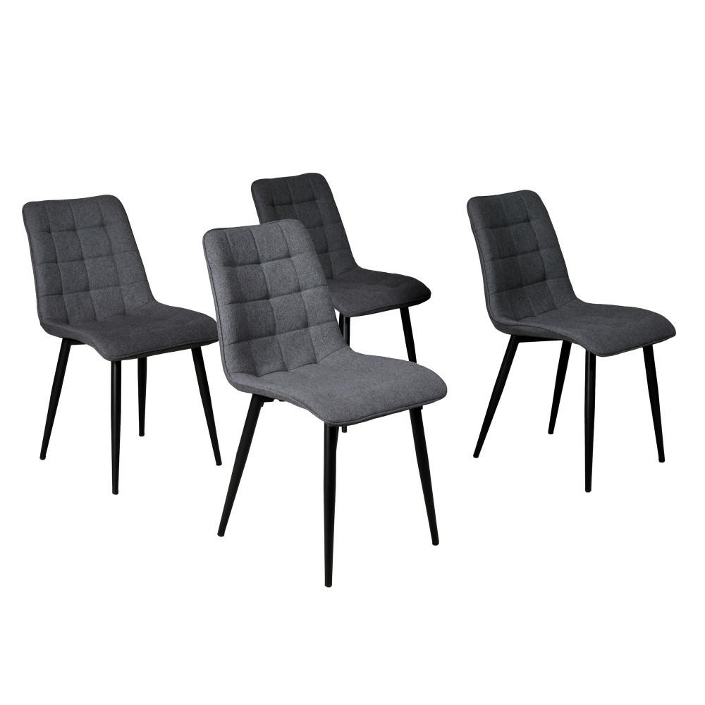 ESSZIMMERSTUHL 4er Set/ MUSE, Dunkelgrau - Dunkelgrau/Schwarz, Metall (45/84/60cm) - Weber Industries