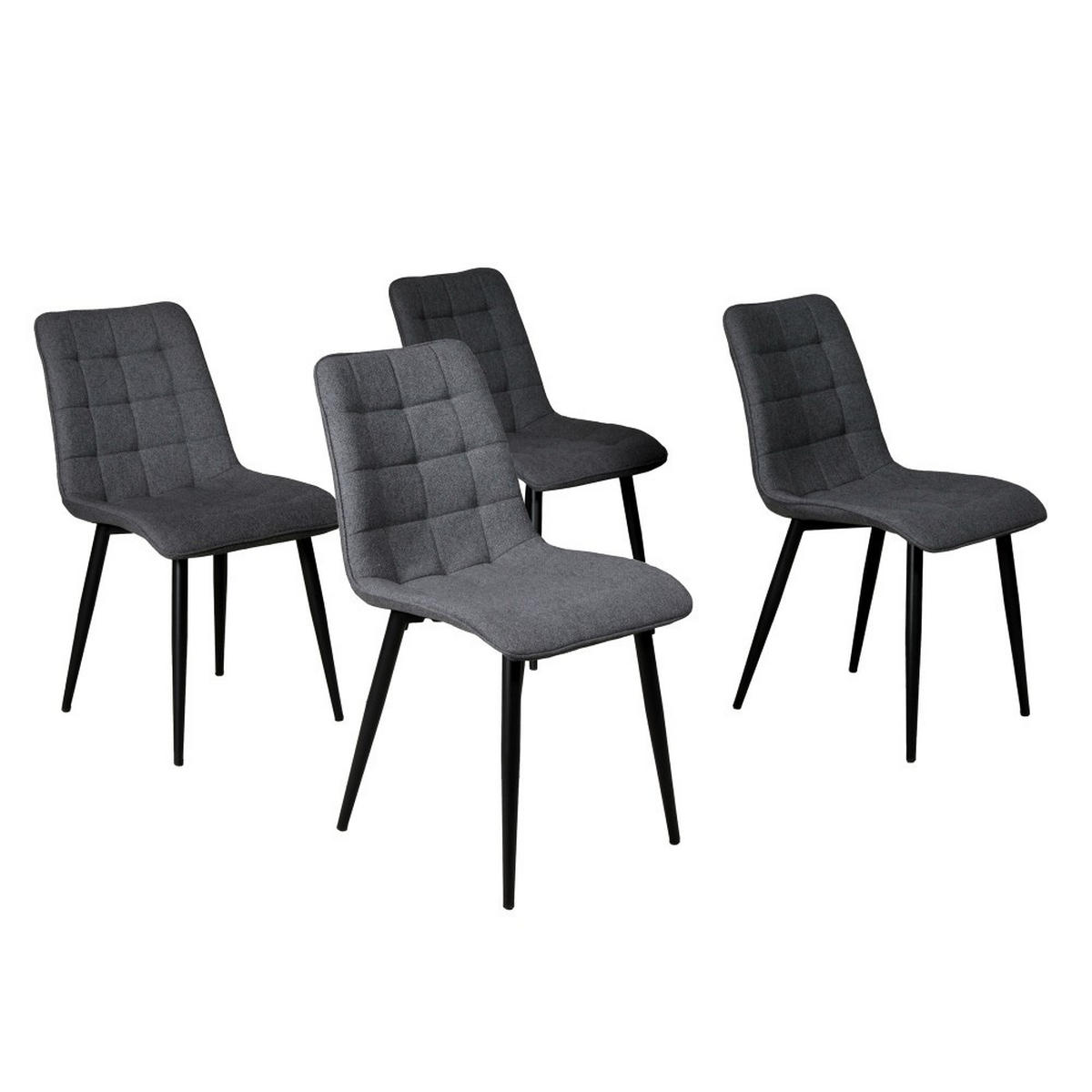 ESSZIMMERSTUHL 4er Set/ MUSE, Dunkelgrau - Dunkelgrau/Schwarz, Metall (45/84/60cm) - Weber Industries