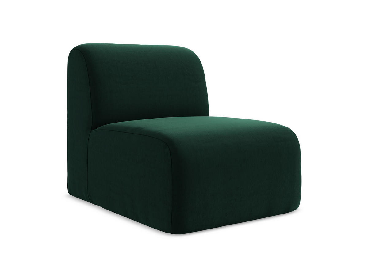 SOFAELEMENT Samt Stoff Grün - Dunkelgrün/Schwarz, Holzwerkstoff/Kunststoff (70/75/94cm) - Makamii
