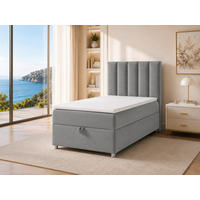 BOXBETT mit Bettkasten Trinity K-10 SINGLE Bonellfederkern inkl. Topper - Grau, Holz/Holzwerkstoff (100/200cm) - Best For Home
