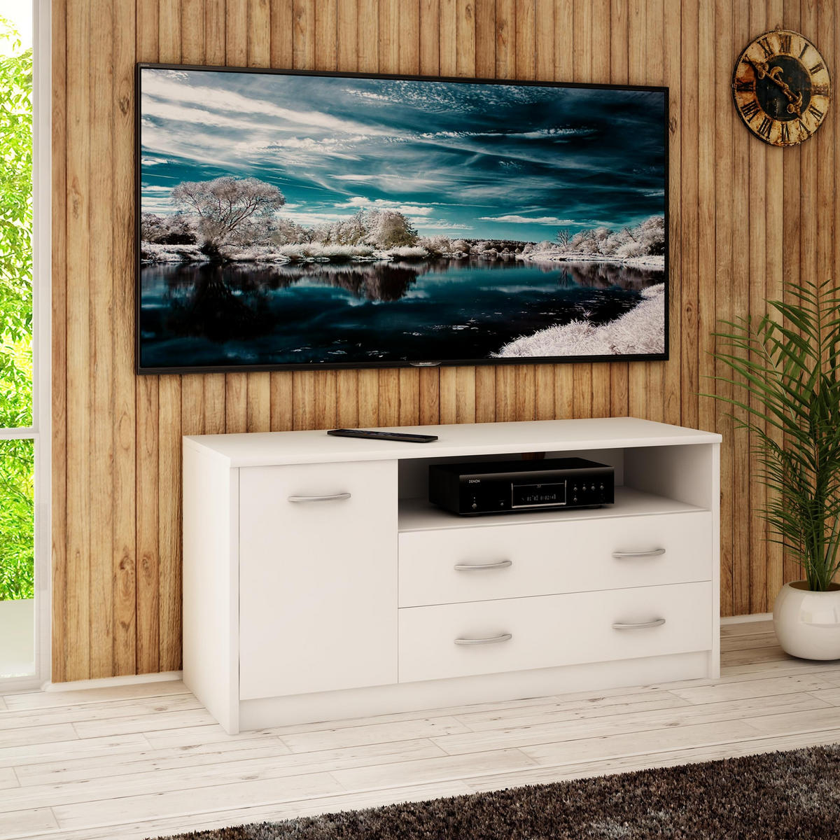 FERNSEHKOMMODE 1D2S Weiß 110/41/55 cm - Weiß, Holzwerkstoff (110/55/41cm) - Matkam Möbel