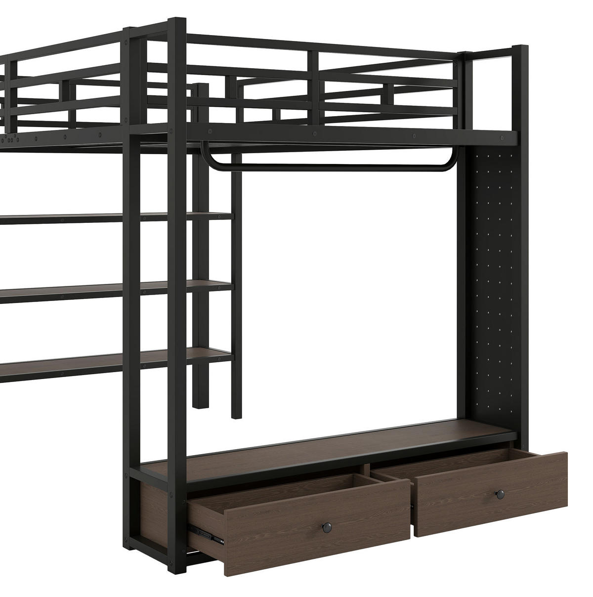 HOCHBETT 140/200 cm Schwarz aus Metall mit LED und Stauraum - Schwarz, Metall (140/200cm) - MIVRAY