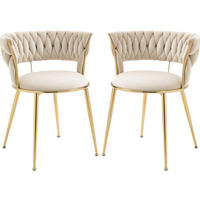STÜHLE 2er-Set Esszimmerstuhl,Luxuriöse Samt-Stühle,Beige - Beige, Metall (57/70/43cm) - LVHOM