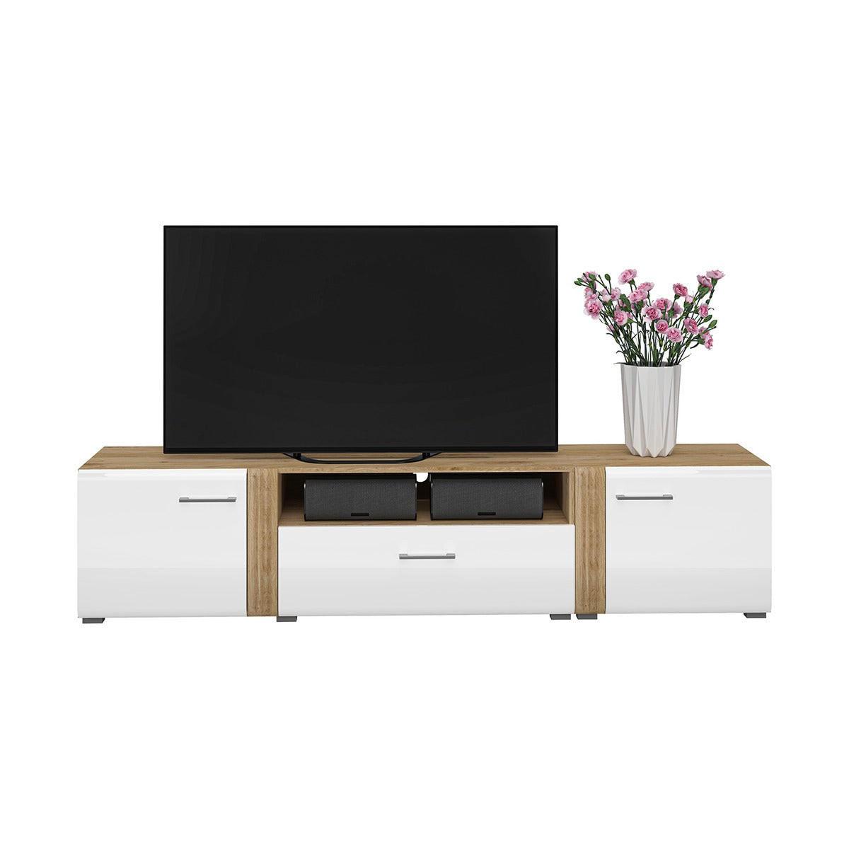 hi-markt Lowboard Weiß, Eiche 210x47x42 cm