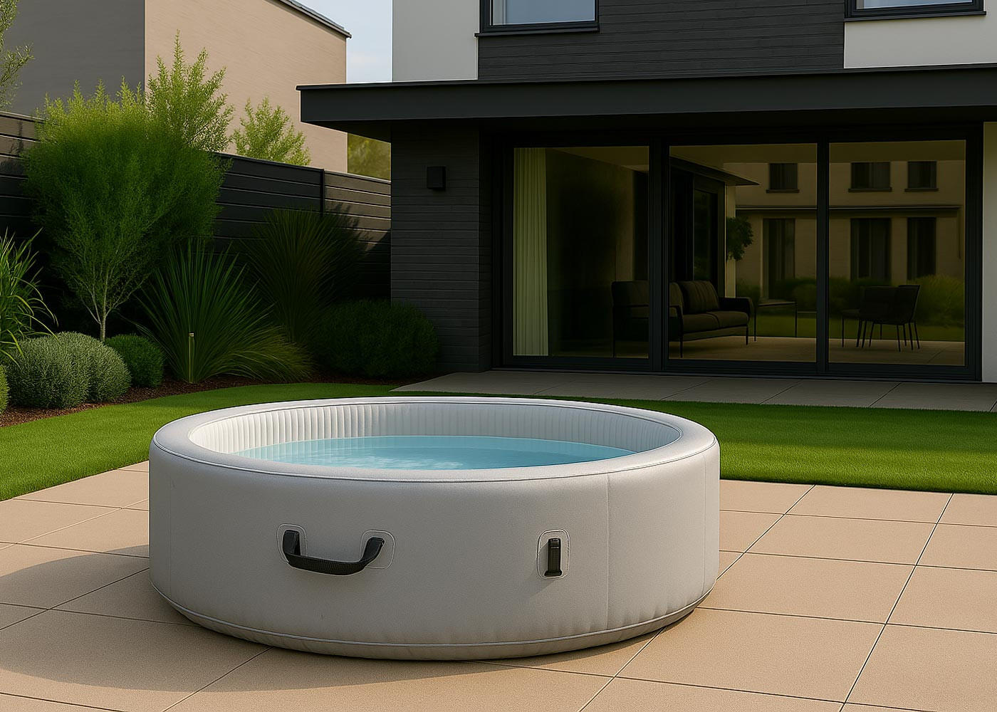 ERSATZ-WHIRLPOOL rund Grau - Grau, Textil (180/63/180cm) - MCW