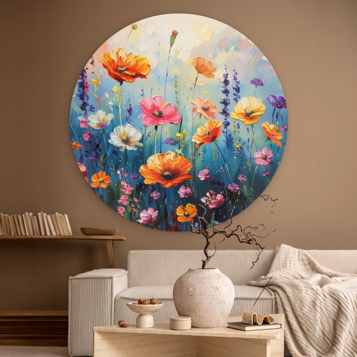 WANDBILD Blumen - Natur - Aquarell - Kunst 140x140 cm - Multicolor, Kunststoff (140/140cm) - MuchoWow