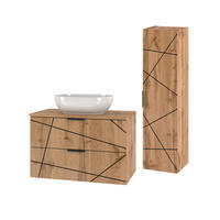 BADMÖBEL 80.6cm Teren 2er-Set Holz - Braun, Holzwerkstoff (80.6/52.2/46.5cm) - Petits-meubles