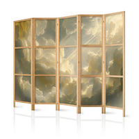 PARAVENT Japanischer 5-tlg 225x172 cm Wolken Abstraktion - Gelb, Holz/Textil (225/172/3cm) - Muralo