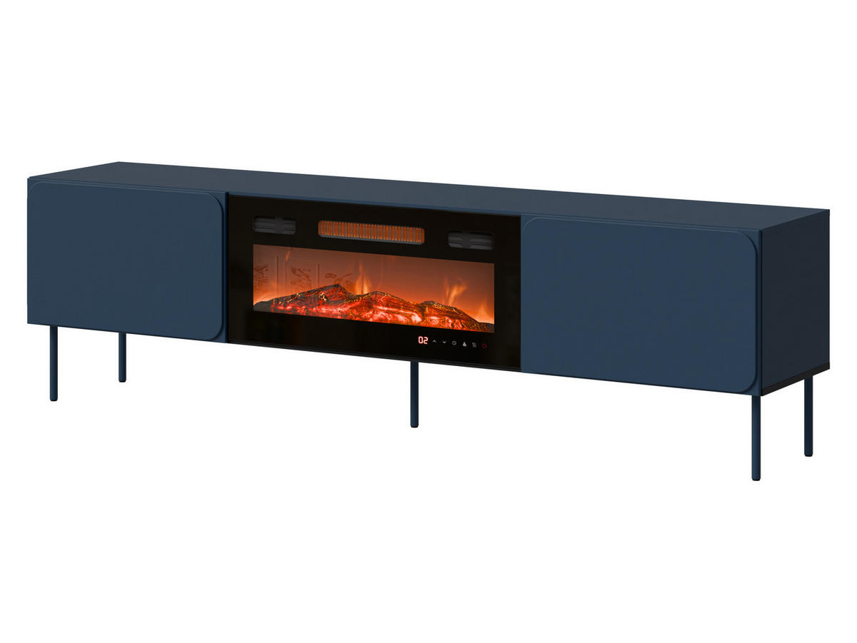 TV-LOWBOARD Rafael 200 EF mit Kamin - Blau, Holzwerkstoff/Metall (200/58/40cm) - MIRJAN24